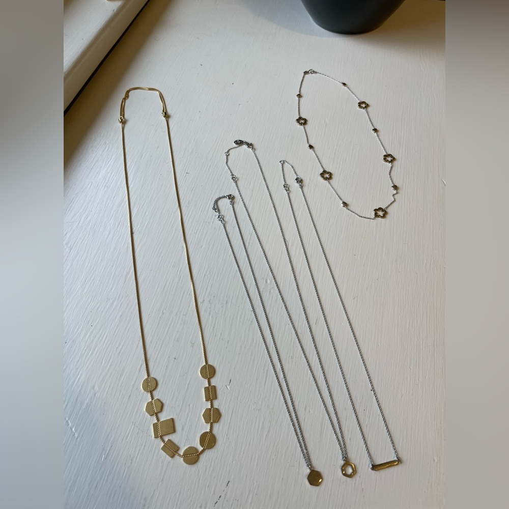 Silver and gold toned set of 5 necklaces